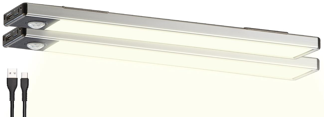 Lunartec Innenbeleuchtung LED-Lichtleiste warmweiß 2er-Set mit Sensor