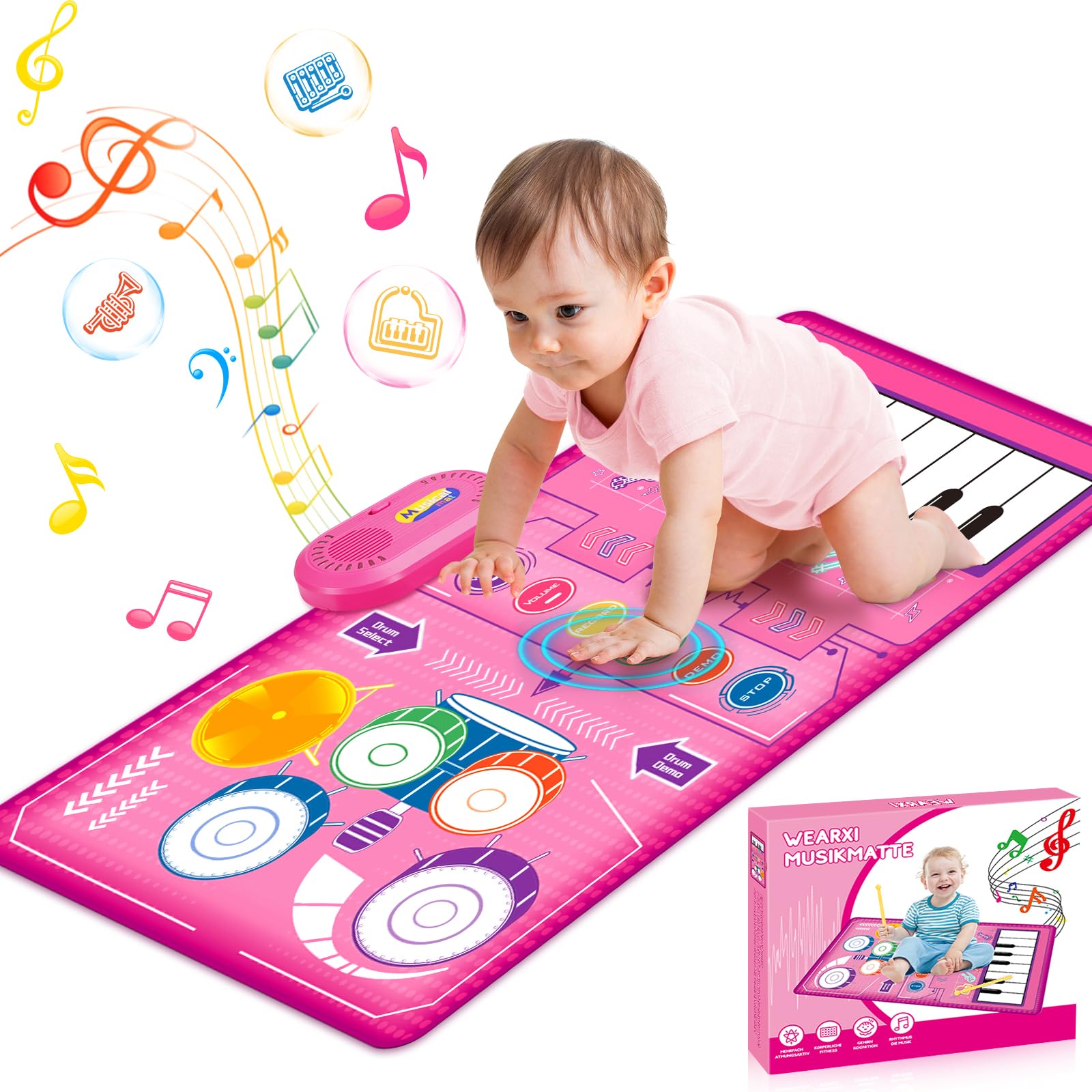 WEARXI Musikmatte Violett Klaviermatte Spielzeug ab 1 Jahr