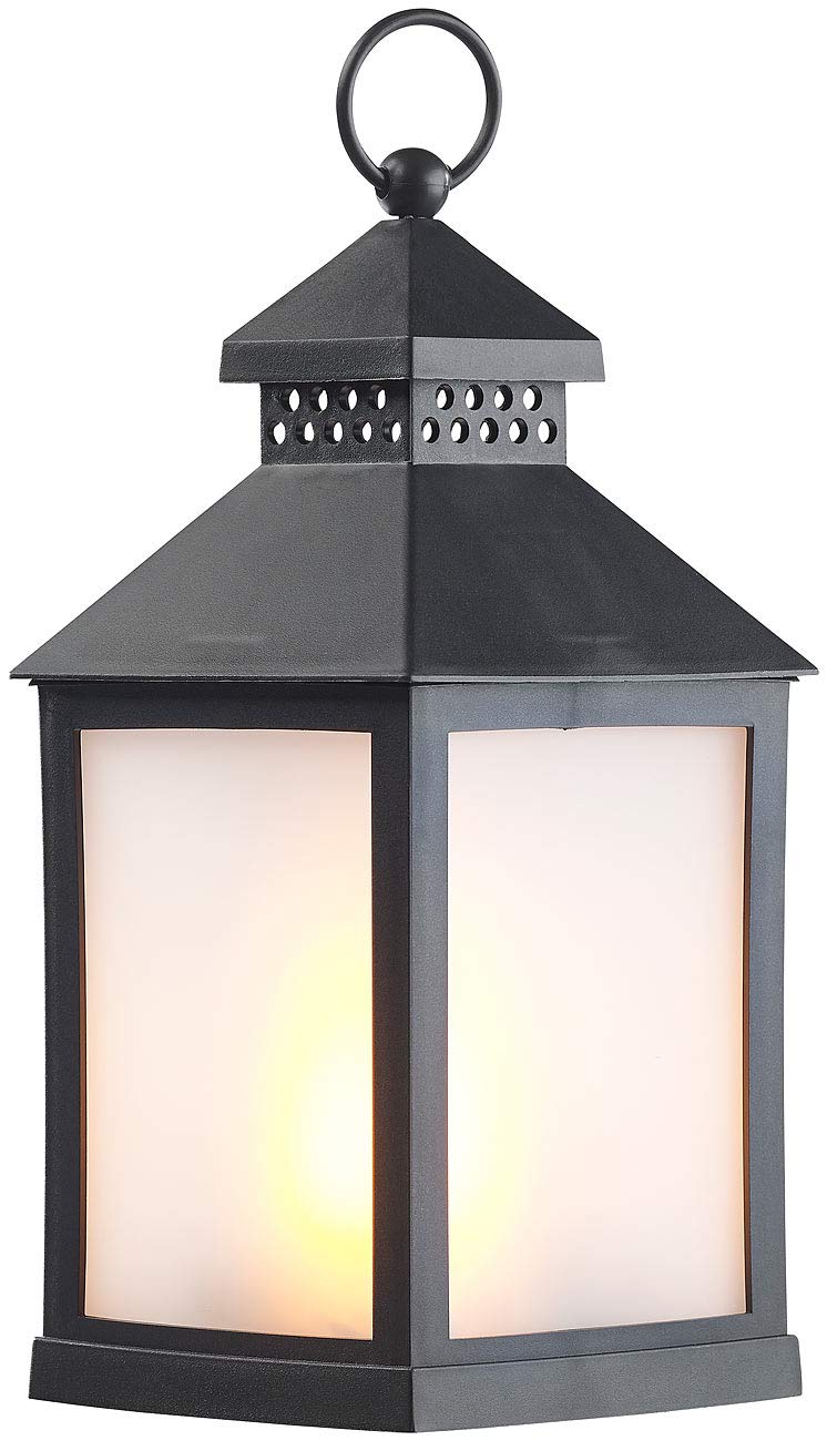 Lunartec Außenbeleuchtung LED-Laterne Flammenspiel 2er-Set schwarz