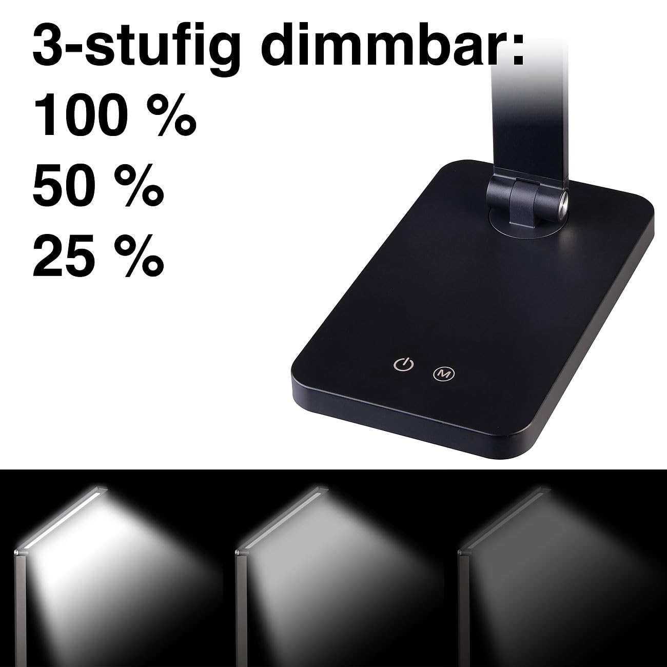 Lunartec Innenbeleuchtung Schreibtischlampe USB-C 660 lm schwarz