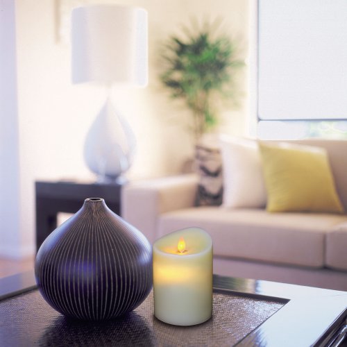 Bonetti Echtwachskerzen LED-Kerze Creme 12,5 cm mit Timer
