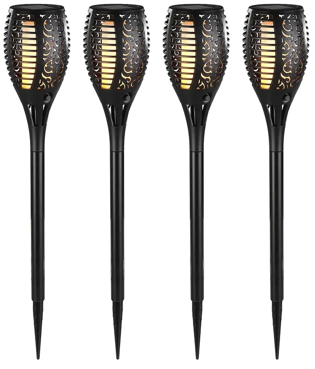 Lunartec Außenbeleuchtung Solar-Gartenfackel 58cm 4er-Set