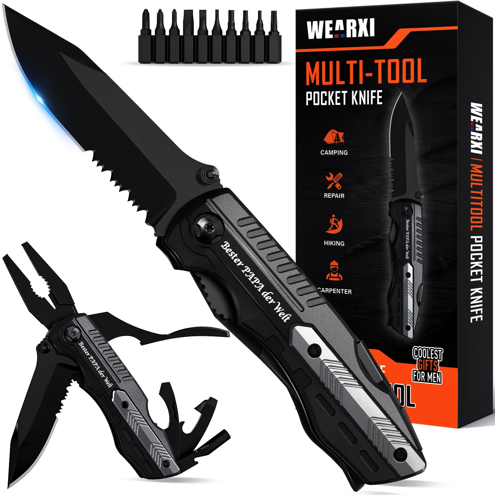 Wearxi Multitool Taschenmesser 13in1 Klappmesser Camping