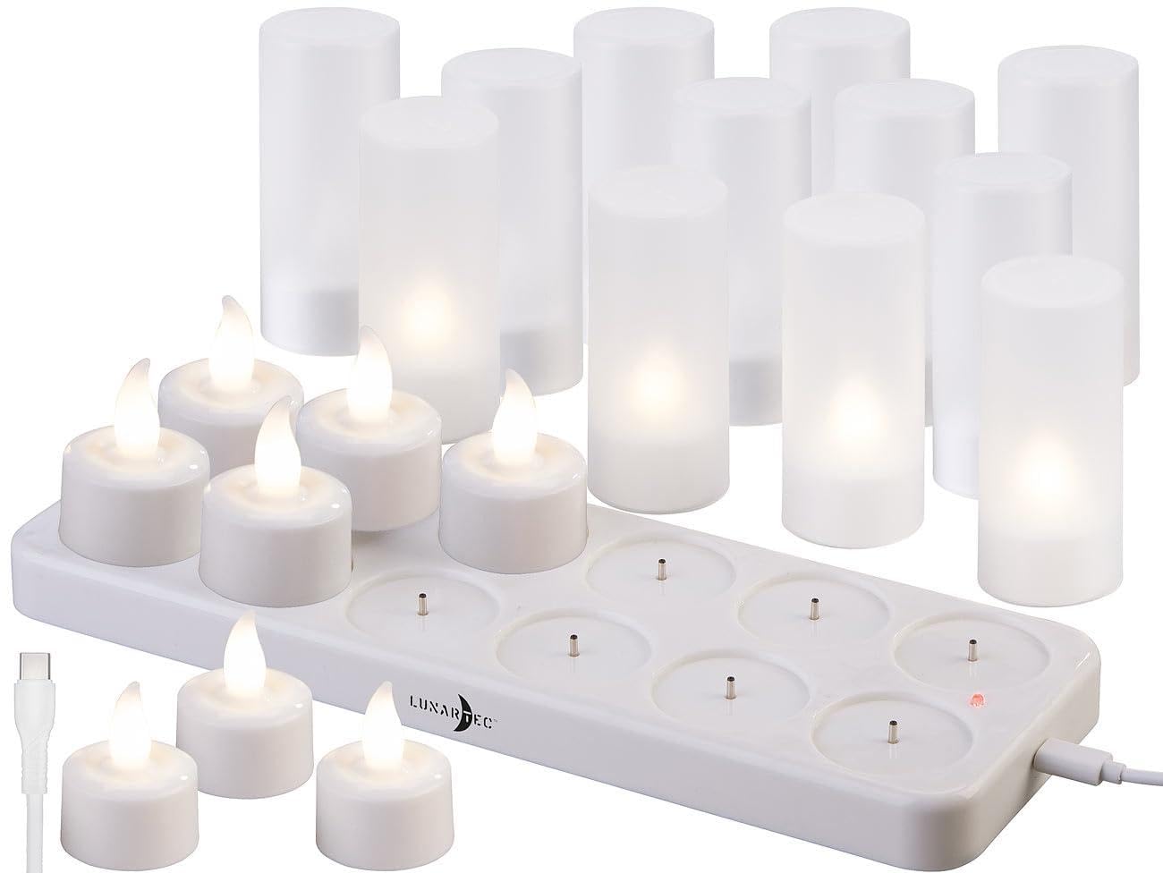 Lunartec Akku-LED-Teelichter Warmweiß 48er-Set
