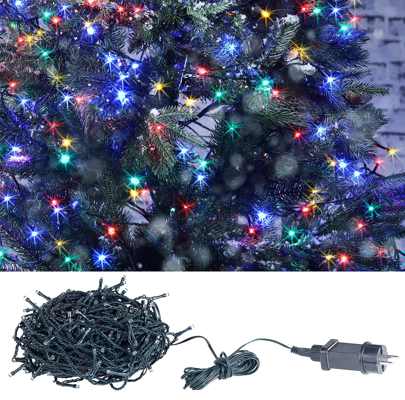 Lunartec Licht-Dekoration LED-Lichterkette 32m 320 LEDs bunt IP44