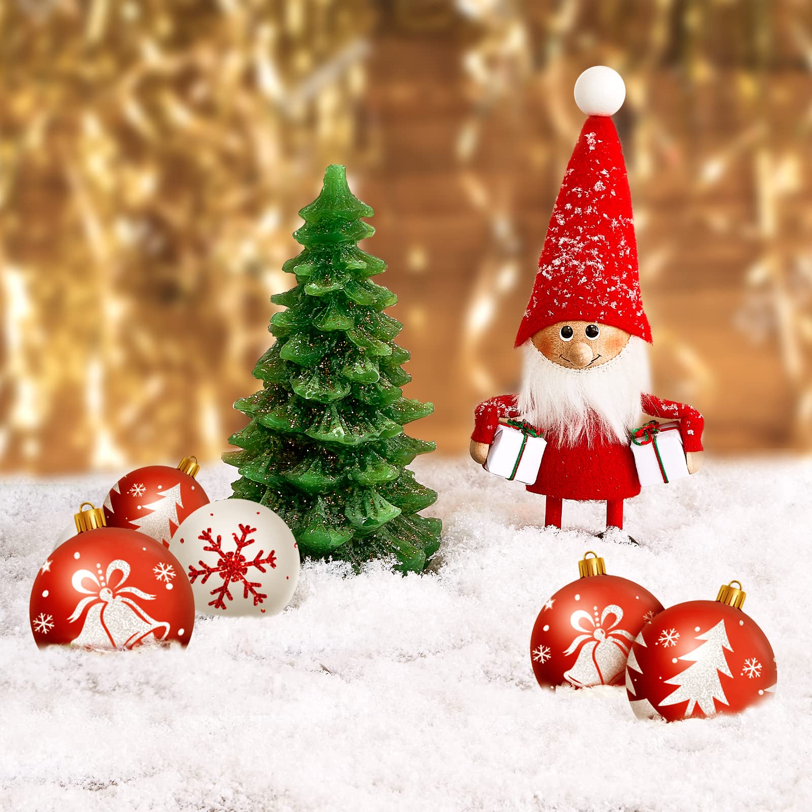 WEARXI Lichterketten Weihnachtskugeln 6cm Rot-Weiß 16 Stück