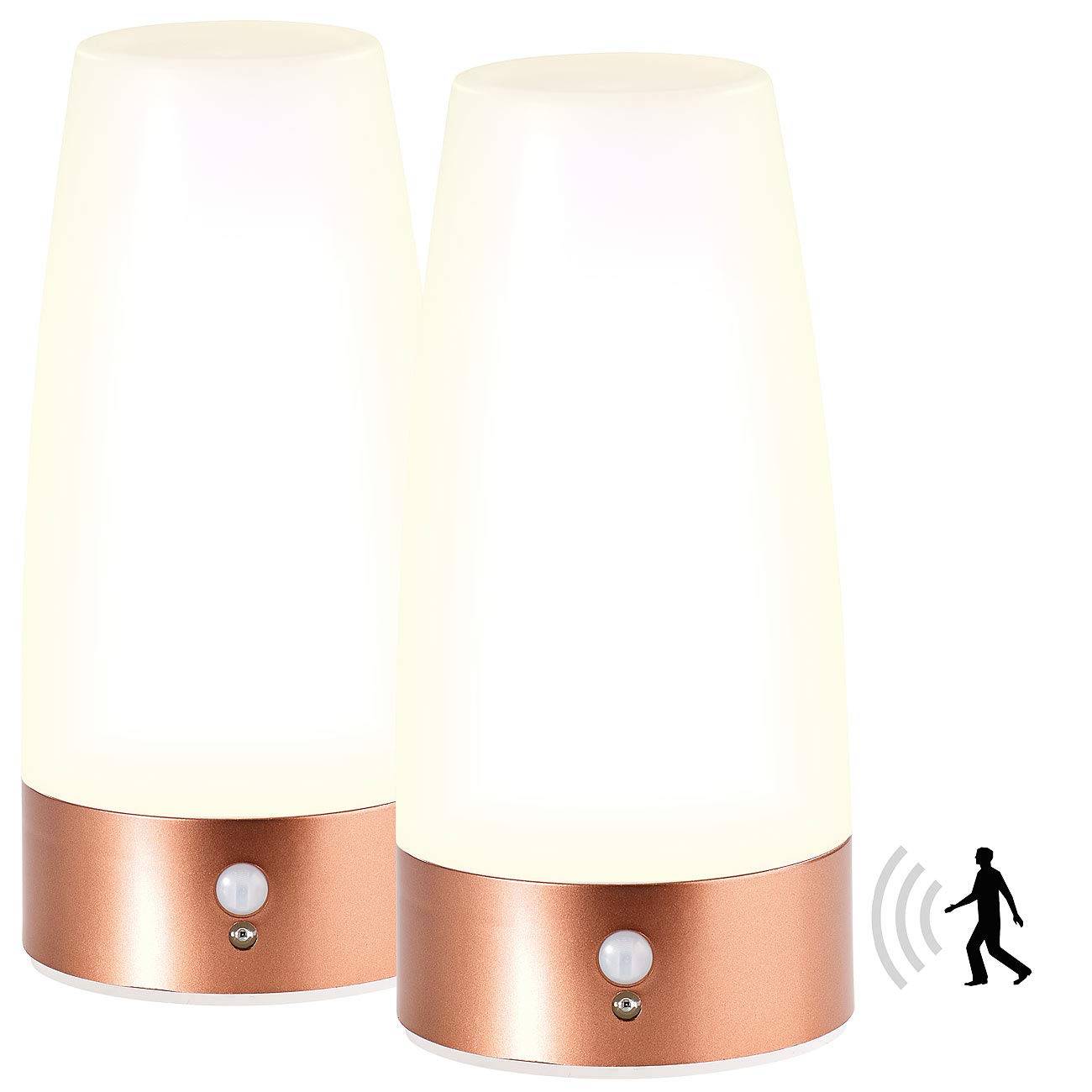 Lunartec LED-Tischlampen 2er-Set mit Bewegungsmelder warmweiß