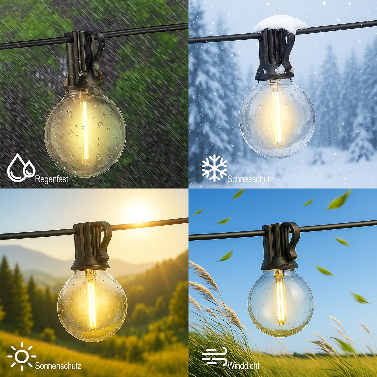 Lunartec Licht-Dekoration G40 Lichterkette 30m warmweiß 2er-Set