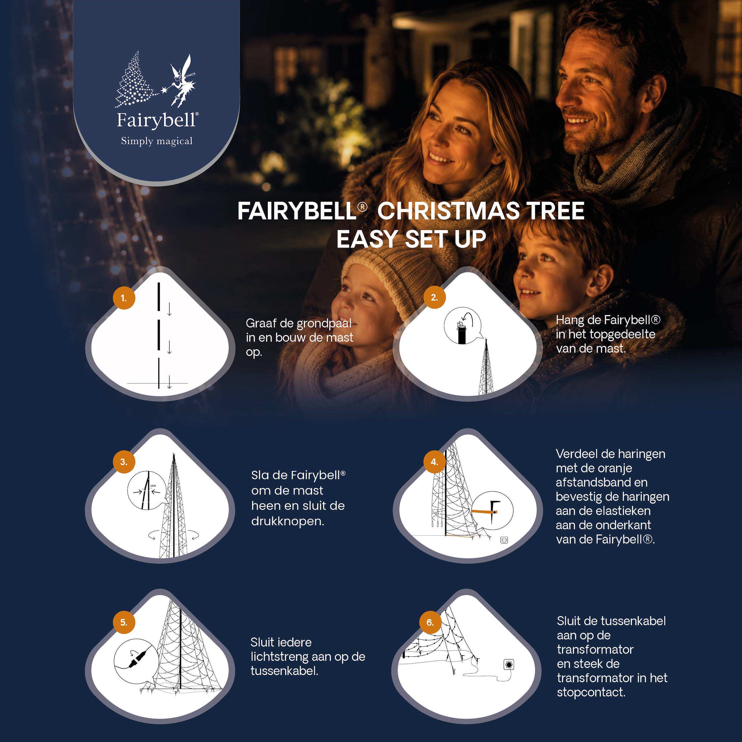 Fairybell Standard 2 Meter Lichterbaum 300 LED warmweiß Mast