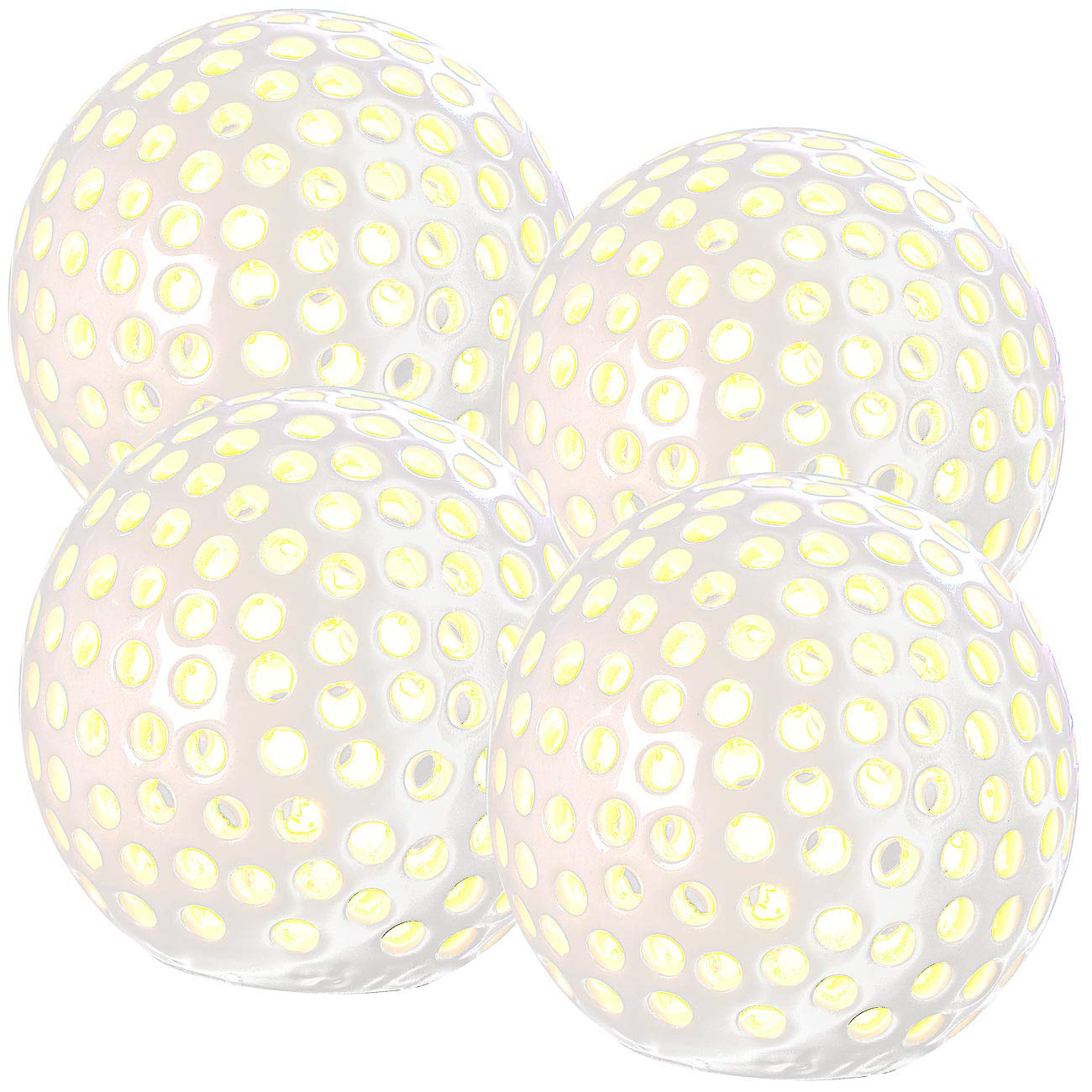 Lunartec Außenbeleuchtung LED-Kugelleuchten 4er-Set Keramik 83mm warmweiß