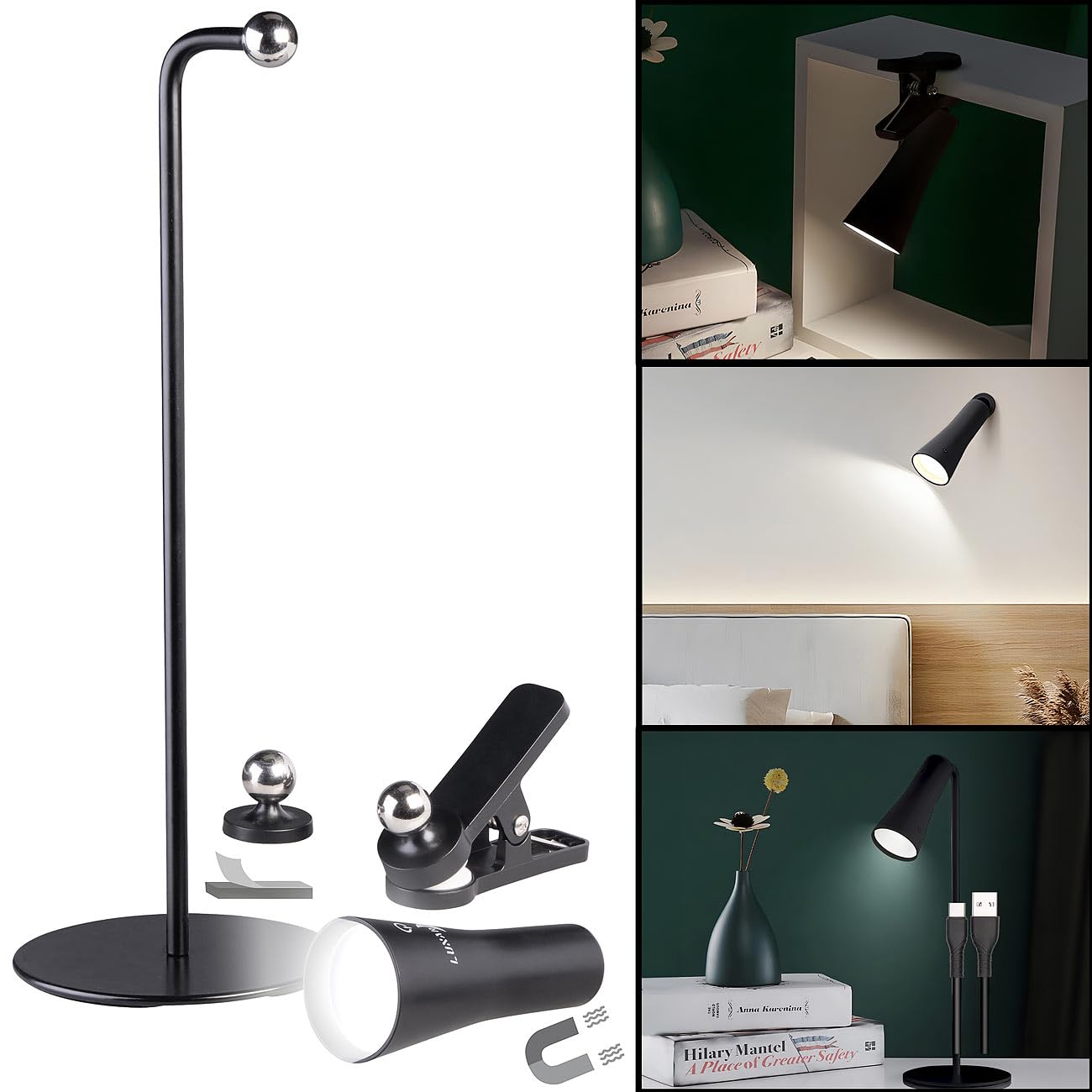 Lunartec Taschenlampen 4in1 Akku-Tischleuchte schwarz 150 lm