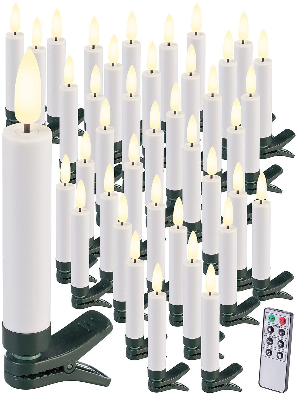 Lunartec Licht-Dekoration Weihnachtsbaumkerzen 40er-Set weiß