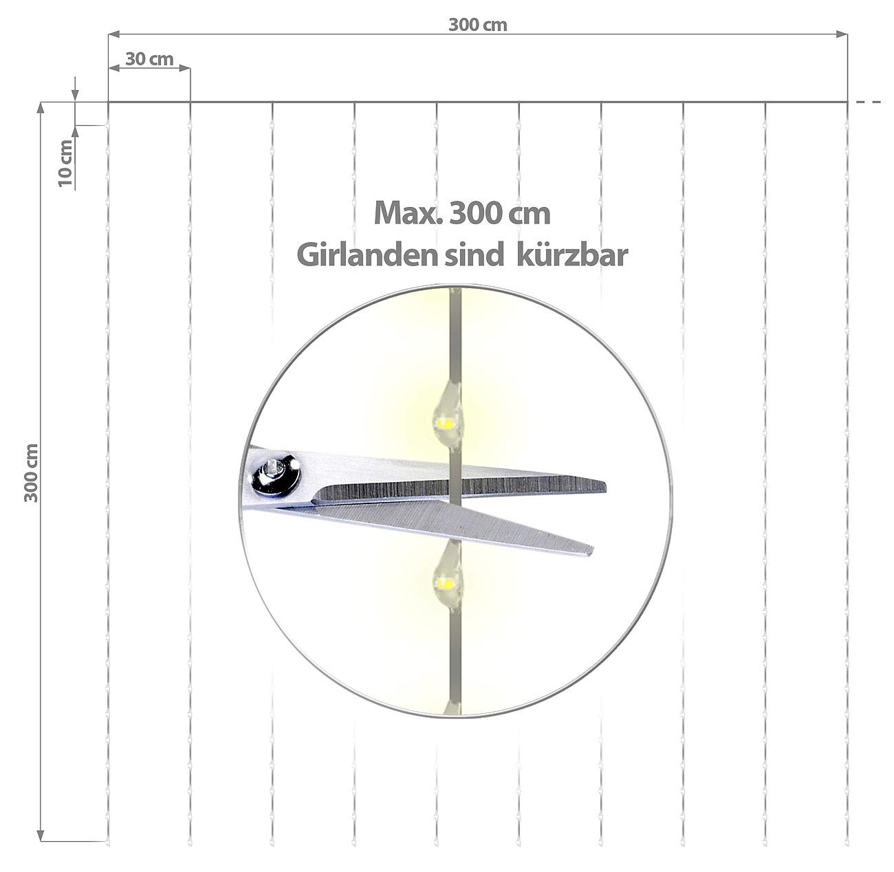 Lunartec Licht-Dekoration LED-Lichtervorhang warmweiß 3x3m 2er-Set
