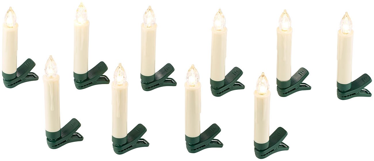 Lunartec LED Weihnachtsbaum-Kerzen 30er-Set weiß Timer