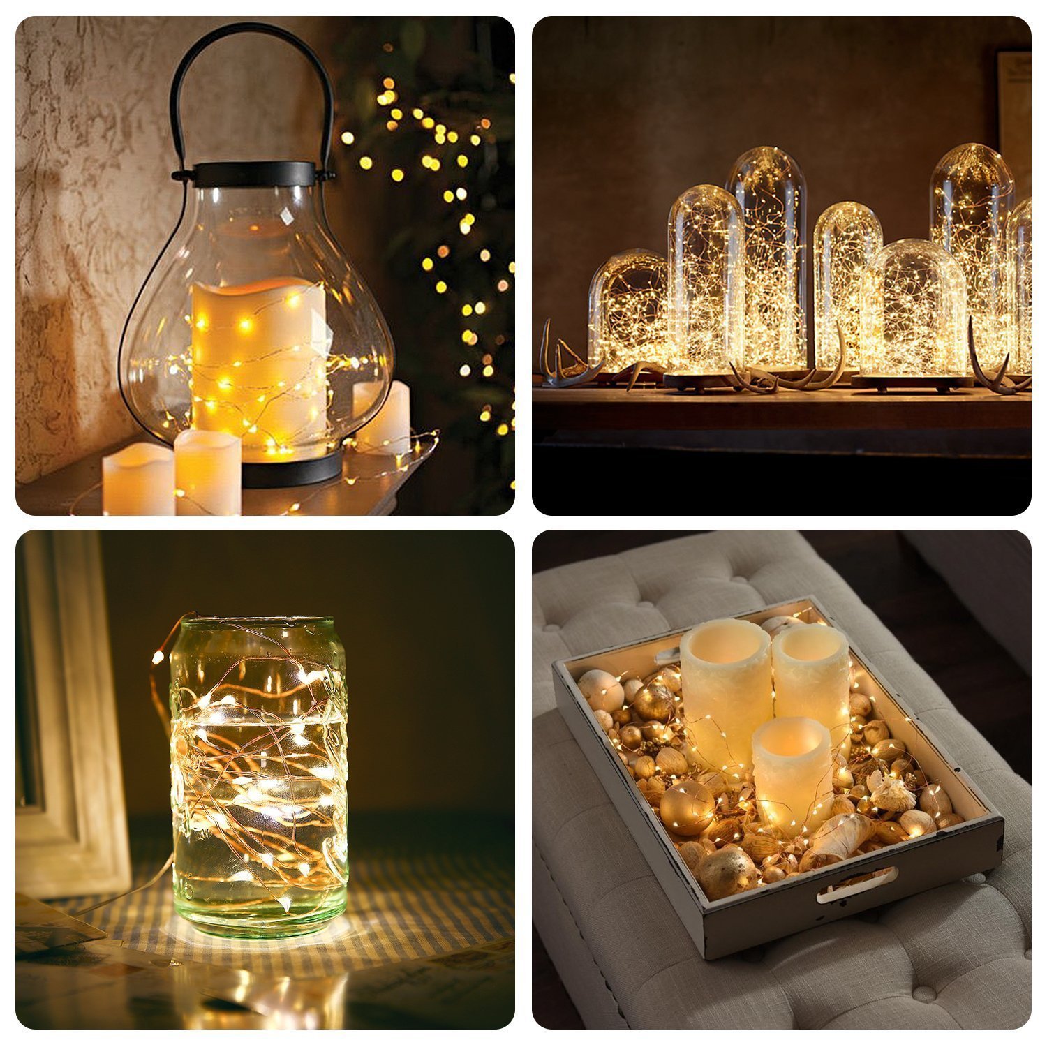 Bxroiu Lichterkette 6er Micro-LED Draht 2m warmweiß Batterie