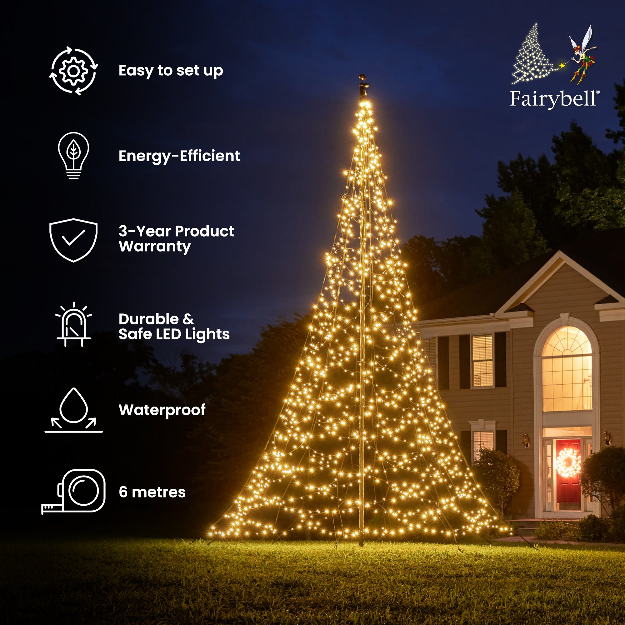 Fairybell Standard Fahnenmastbaum 6 m 1200 LED warmweiß