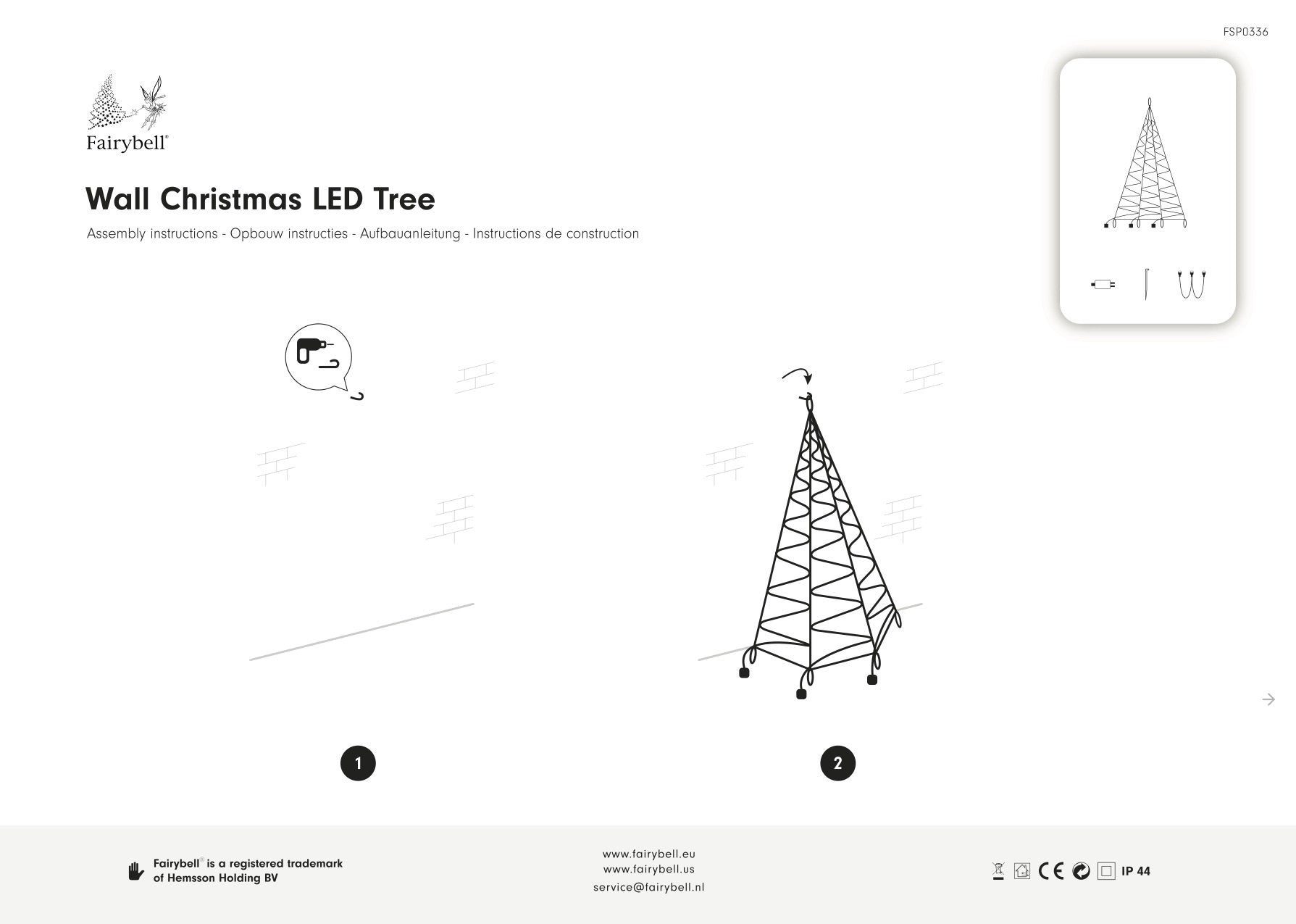 Fairybell Standard Wand-Weihnachtsbaum 4 m 240 LED