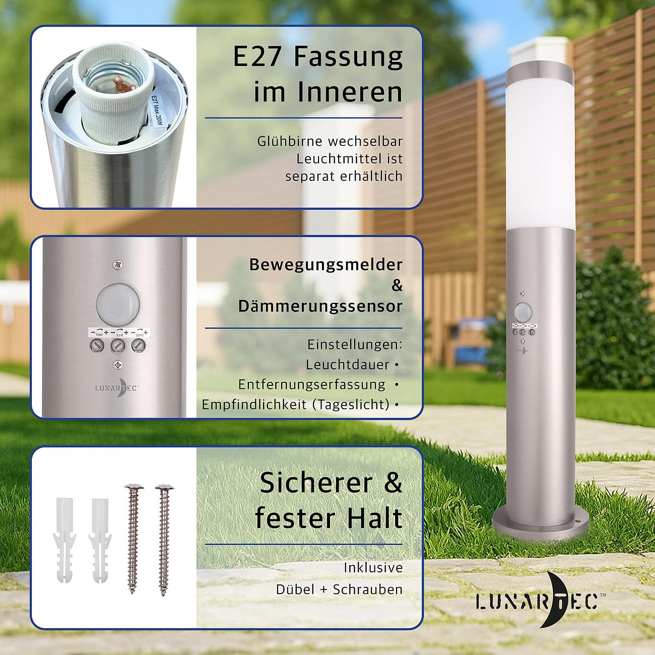 Lunartec Innenbeleuchtung 2er-Set Standleuchte WLAN Bewegungsmelder