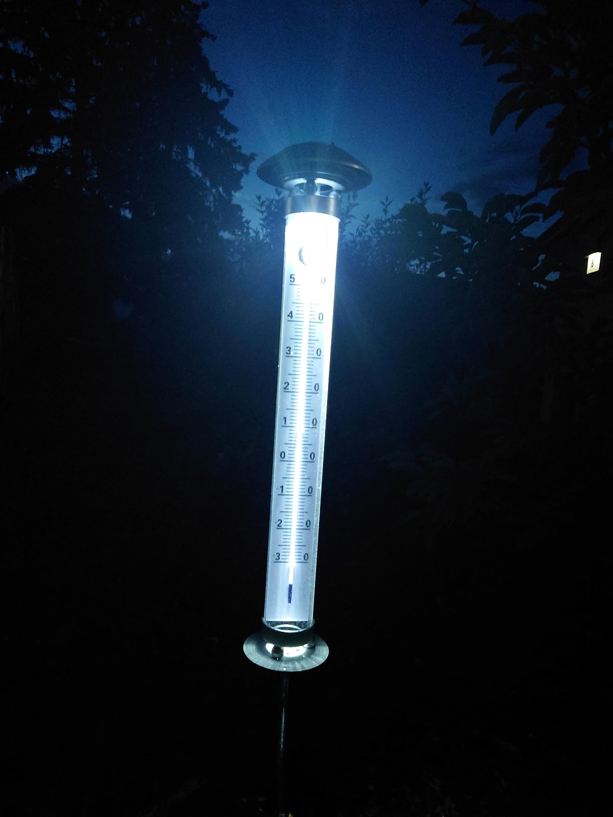 Bonetti Solar Lights Gartenthermometer 112cm kaltweiß mit Erdspieß