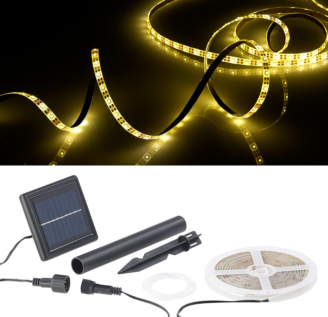 Lunartec Solar-LED-Band warmweiss 3 m 180 LEDs IP65