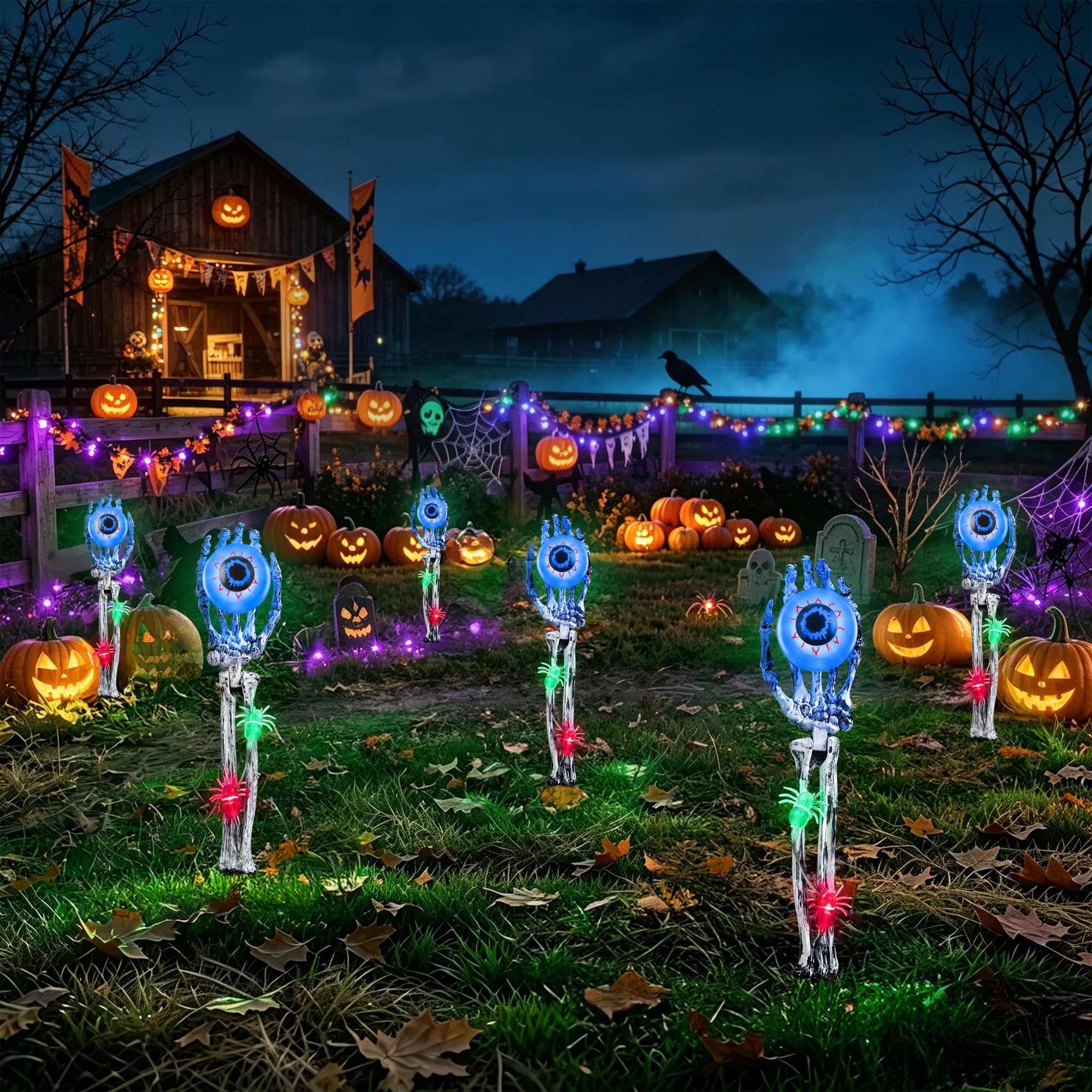 Qedertek Lighting Halloween Skelett-Hände Deko blau 2er-Set