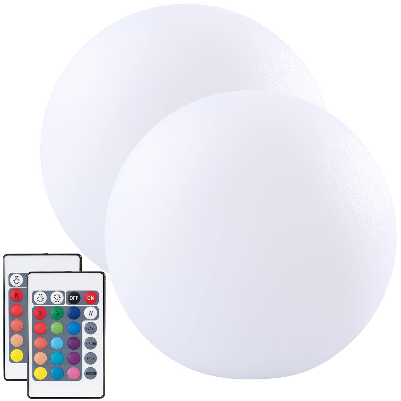 Lunartec Licht-Dekoration Akku-Leuchtkugeln 2er-Set Ø20cm RGBW