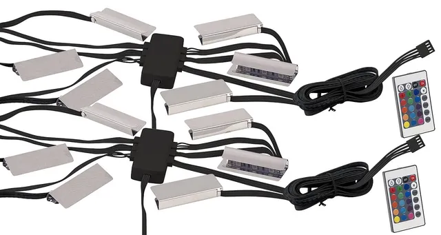 Lunartec Innenbeleuchtung LED-Glasbodenbeleuchtung 2er-Set RGB