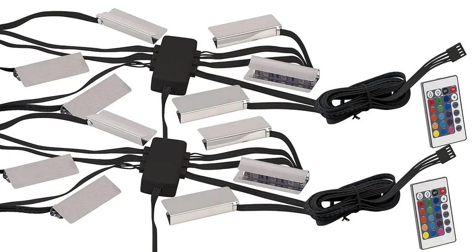 Lunartec Innenbeleuchtung LED-Glasbodenbeleuchtung 2er-Set RGB