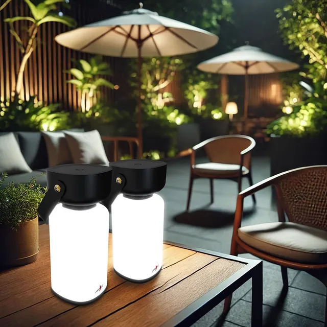 Lunartec Taschenlampen LED-Laternen schwarz 2er-Set dimmbar