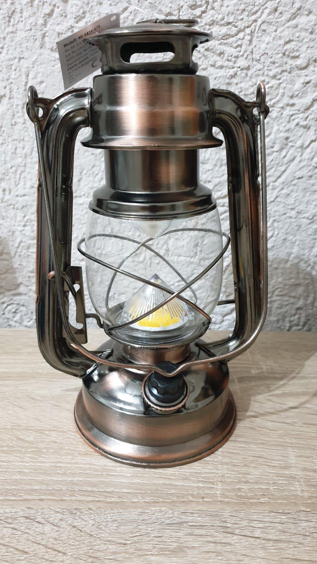 Lunartec Sturmlaterne LED Bronze warmweiß batteriebetrieben