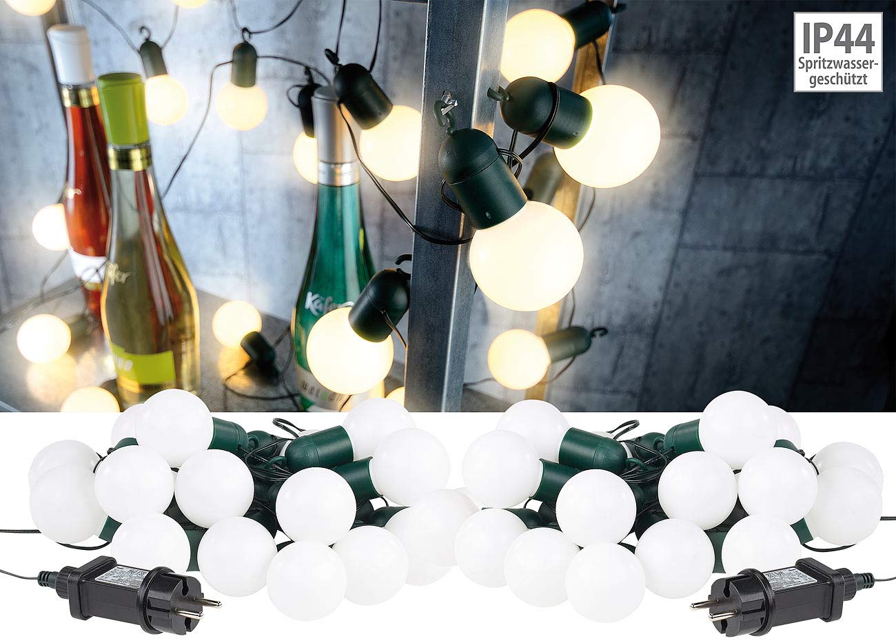 Lunartec Licht-Dekoration LED-Lichterkette 2er-Set 20 Birnen warmweiß