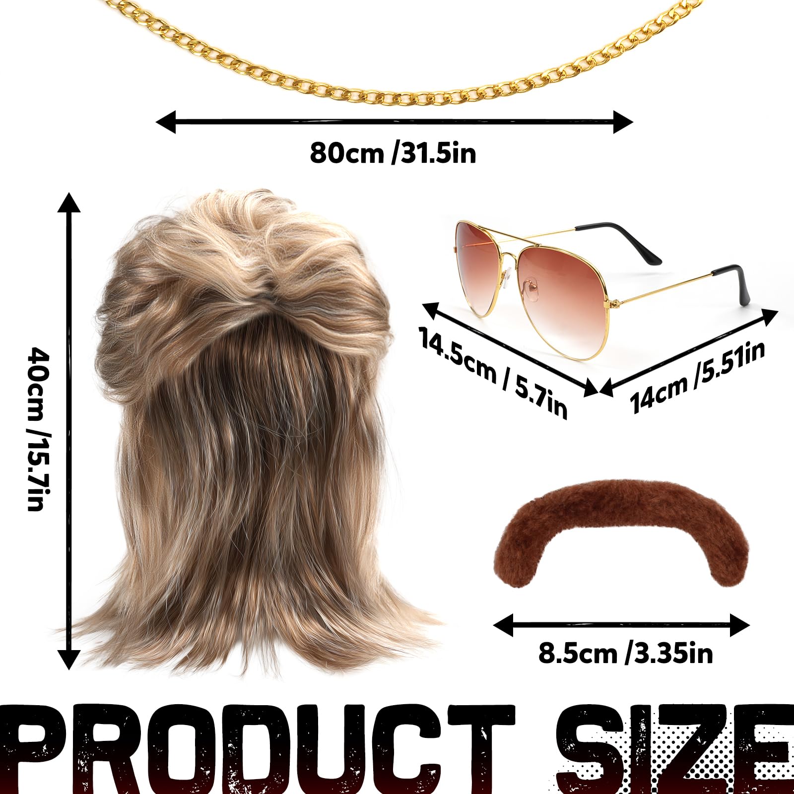 WEARXI Vokuhila Perücke Herren Blond 80er Kostüm-Accessoire