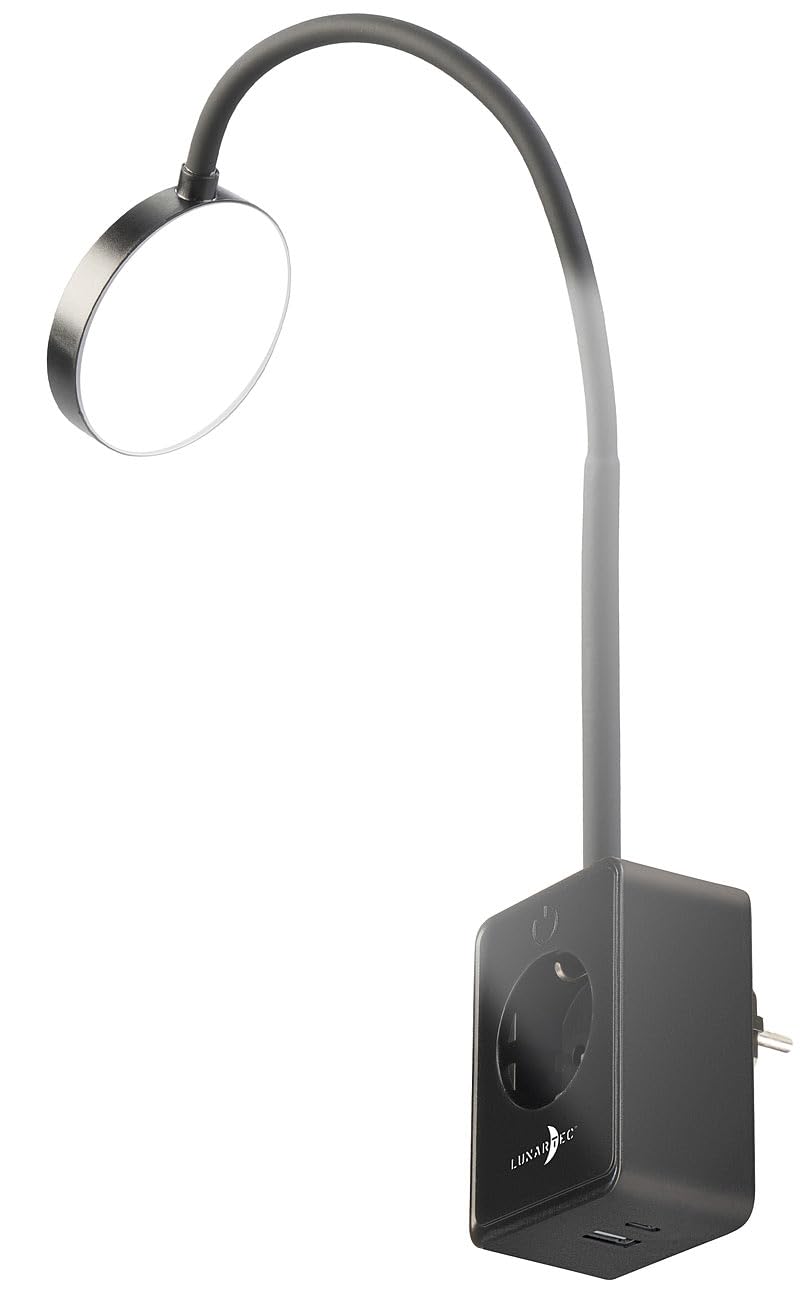 Lunartec Innenbeleuchtung Steckerleuchte LED dimmbar schwarz mit USB