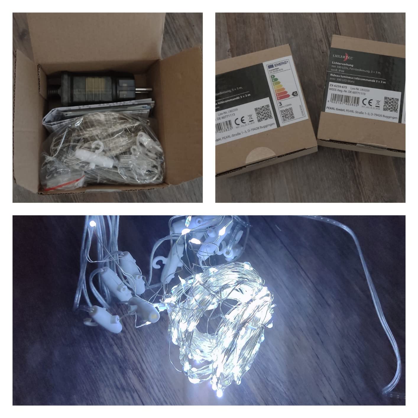 Lunartec Licht-Dekoration Lichtervorhang 2er-Set 3x3m weiß