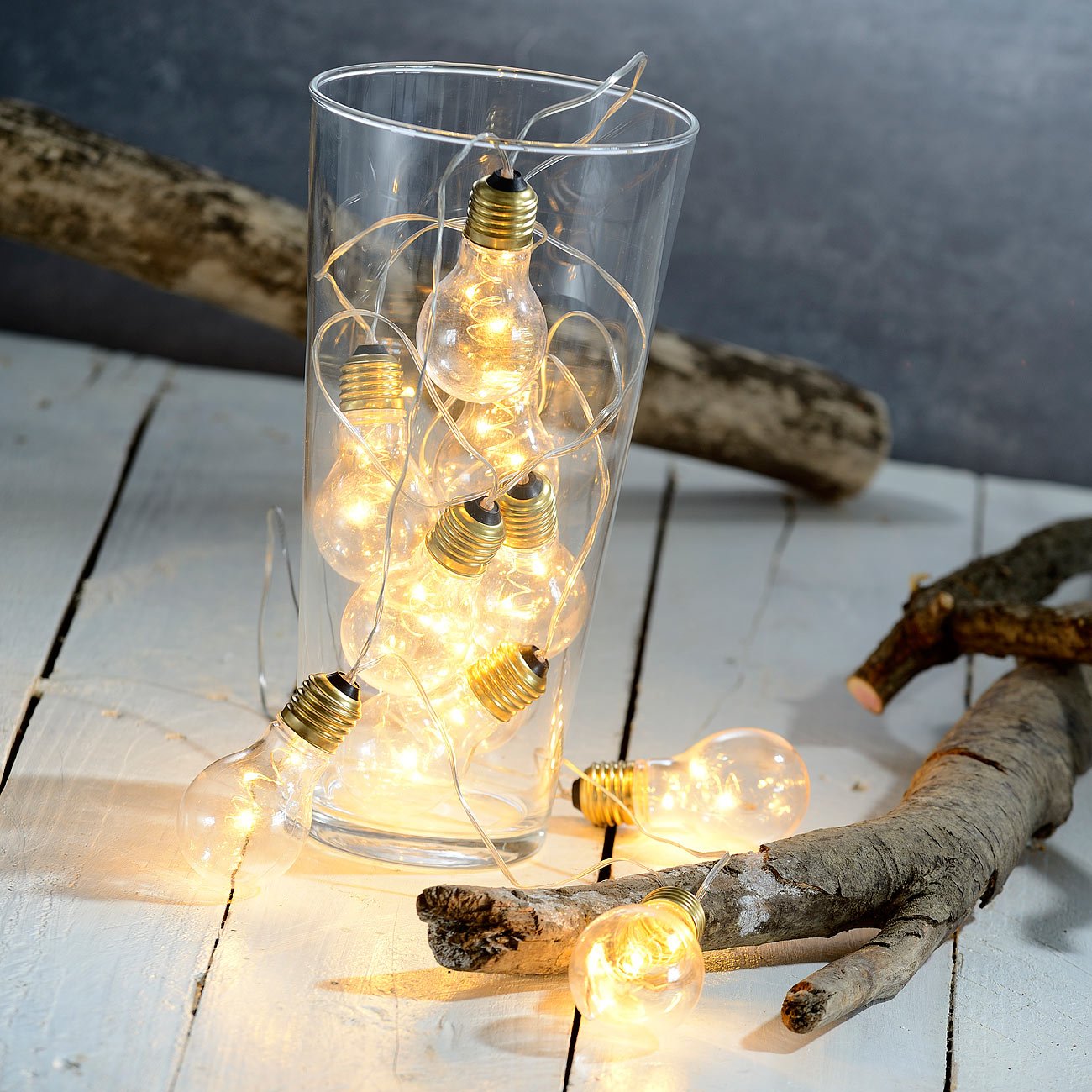 Lunartec Glühbirnen-Lichterkette 5 LED warmweiß 150 cm Batterie