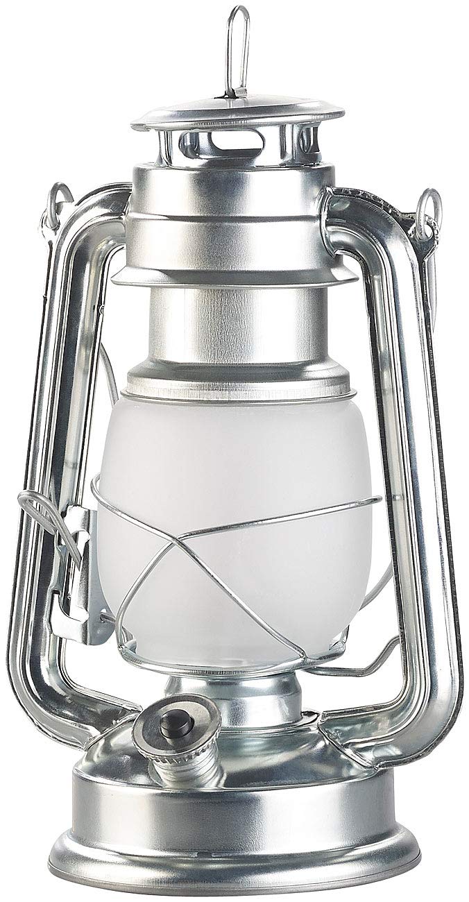 Lunartec Taschenlampen LED-Sturmlaterne Flammen-Effekt silber 25 cm 2er-Set