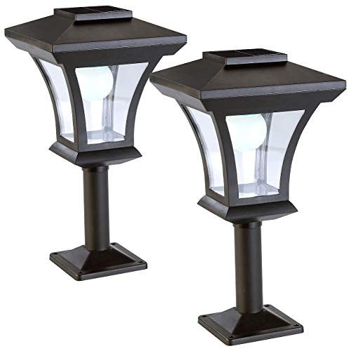 Lunartec Außenbeleuchtung Solar-Standlaterne 2er-Set warmweiß