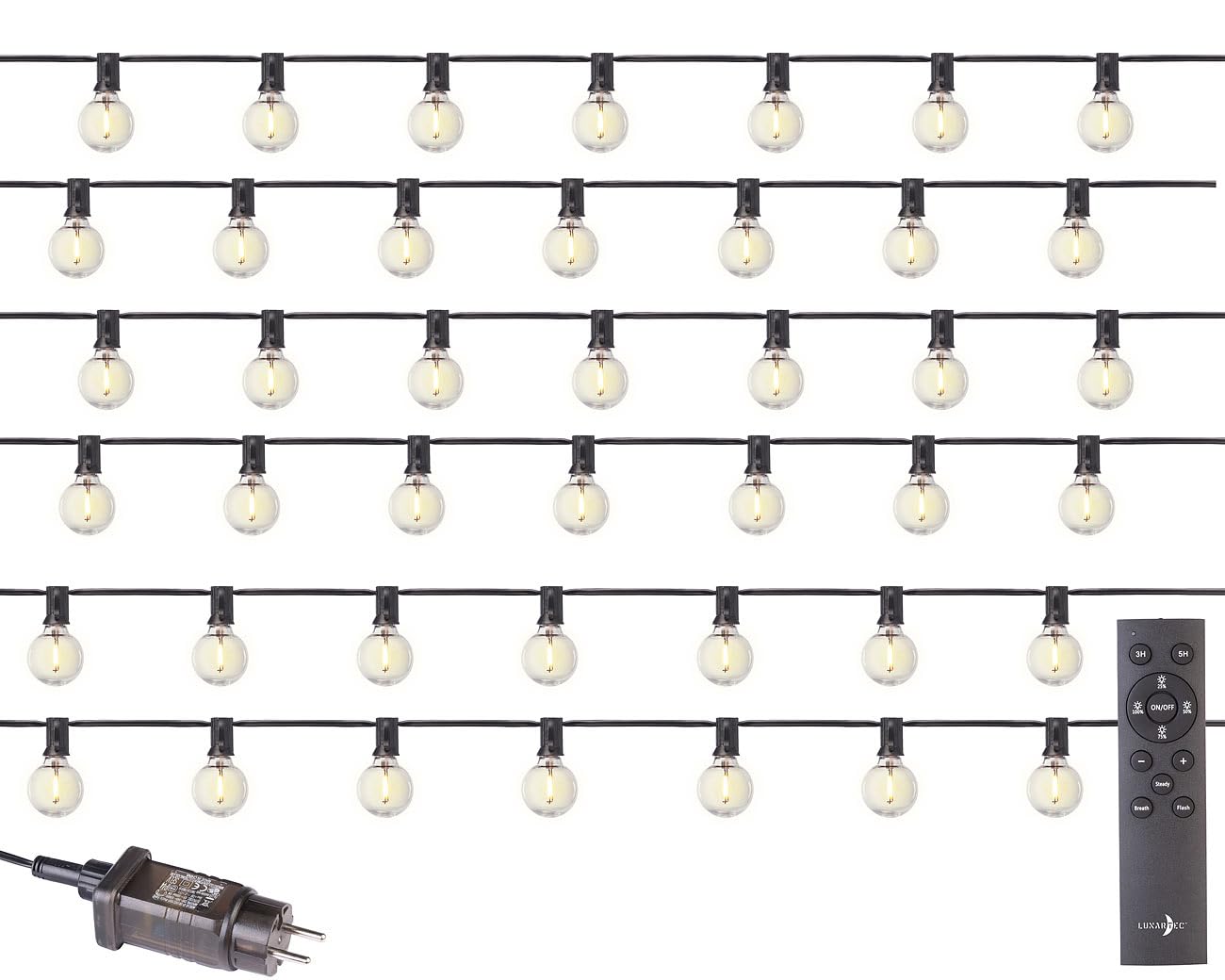 Lunartec Licht-Dekoration G40 Lichterkette 30m warmweiß IP44