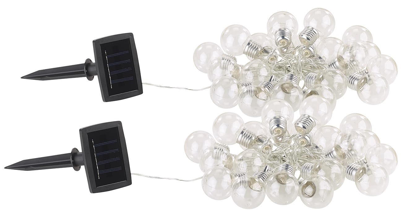 Lunartec Licht-Dekoration 2er Solar-Lichterkette Glühbirne warmweiß