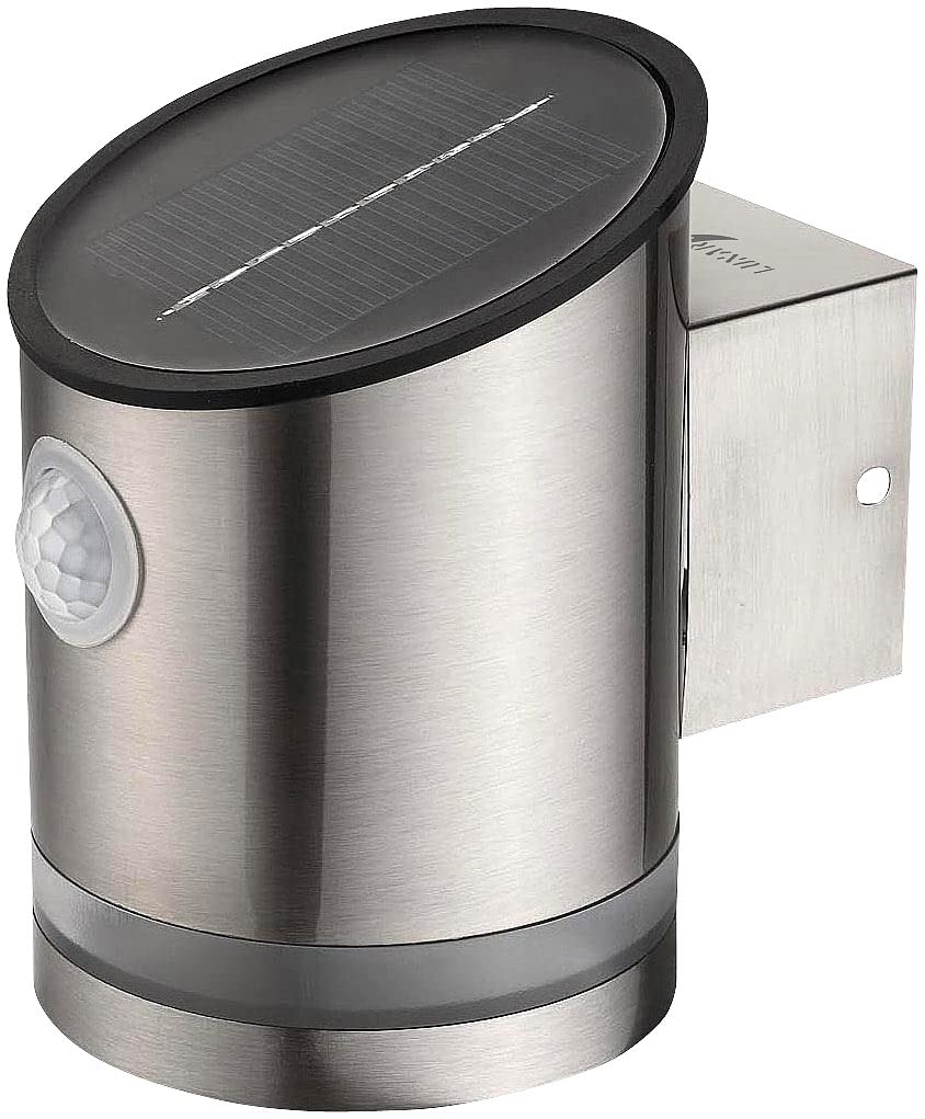 Lunartec Außenbeleuchtung Solar-Wandleuchte Edelstahl 50lm IP44