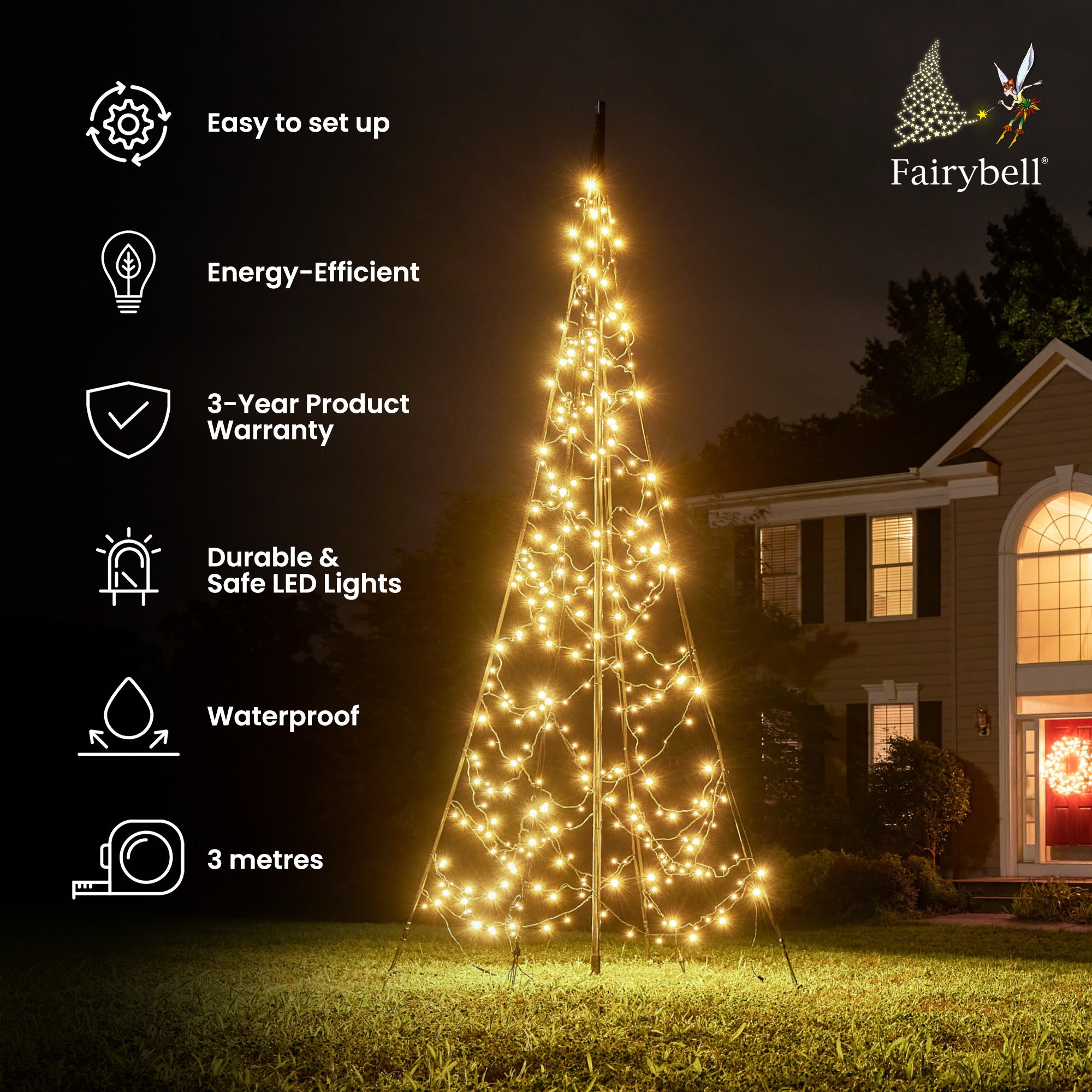 Fairybell All-Surface 3 m Lichtbaum 320 LED Twinkle warmweiß