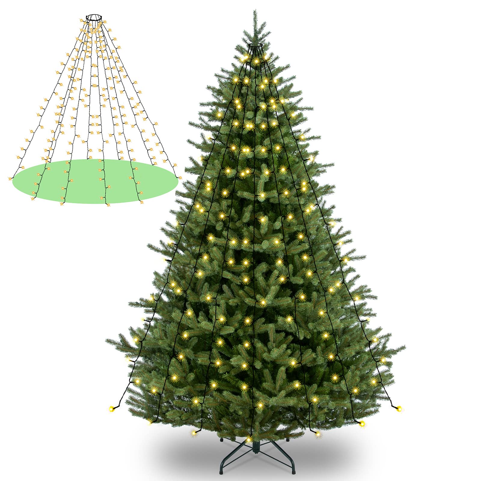 elktry Weihnachtsbaum Lichterkette Ring 400 LED warmweiß 2M