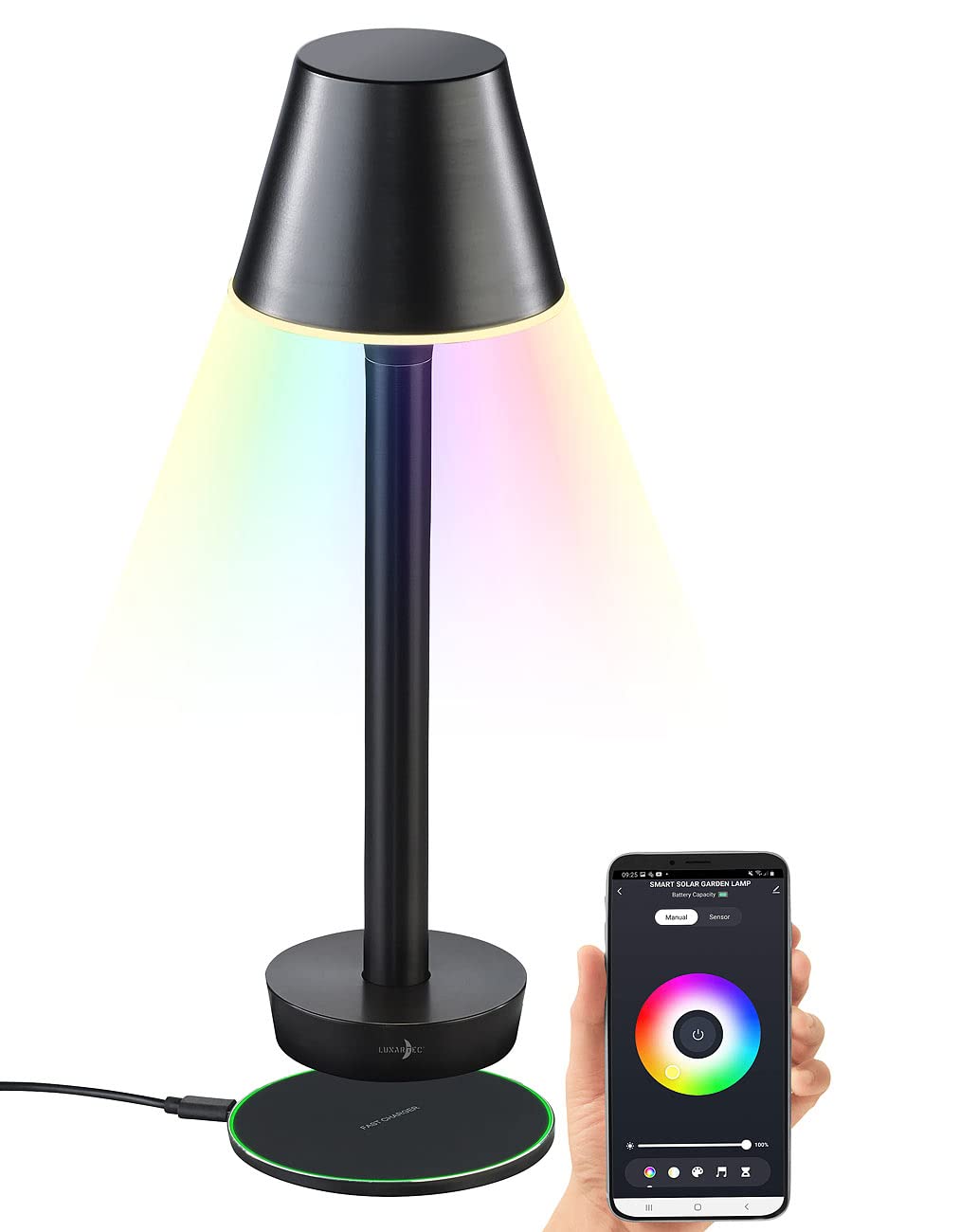 Lunartec Außenbeleuchtung OT-130 Tischlampe RGB Akku IP67