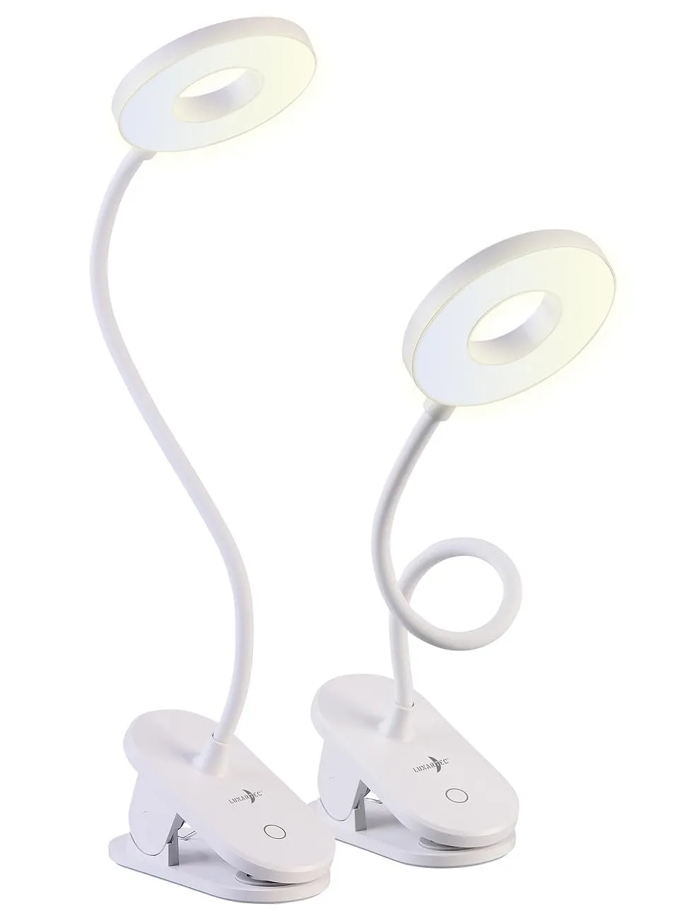 Lunartec Innenbeleuchtung LED Klemm-Leselampe 2er-Set dimmbar