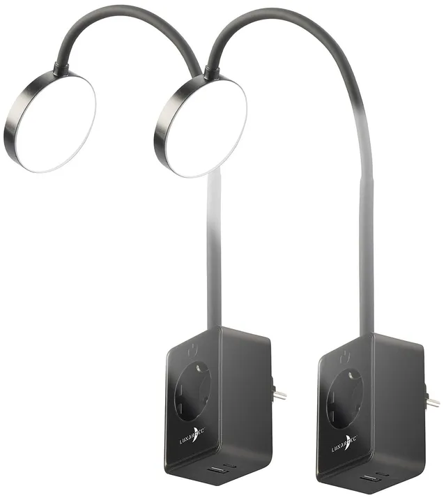 Lunartec Innenbeleuchtung Steckerleuchte 2er-Set schwarz mit USB