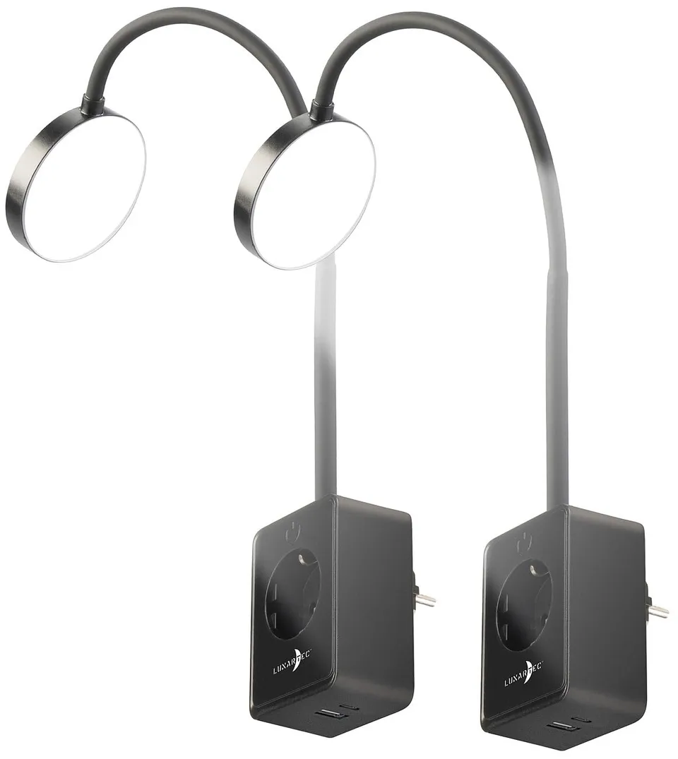 Lunartec Innenbeleuchtung Steckerleuchte 2er-Set schwarz mit USB