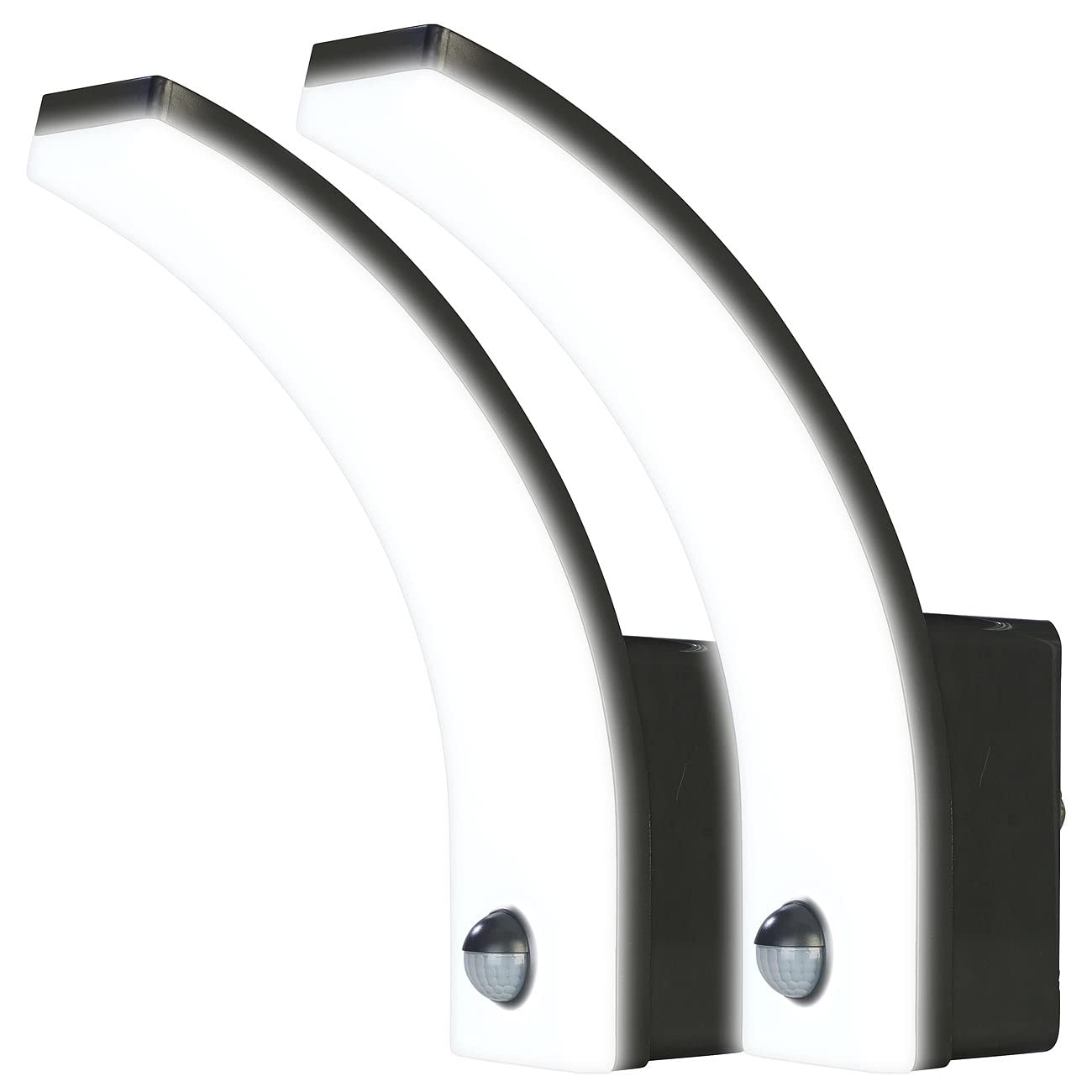 Lunartec Aussenbeleuchtung LED Wandleuchte PIR 20W schwarz 2er-Set