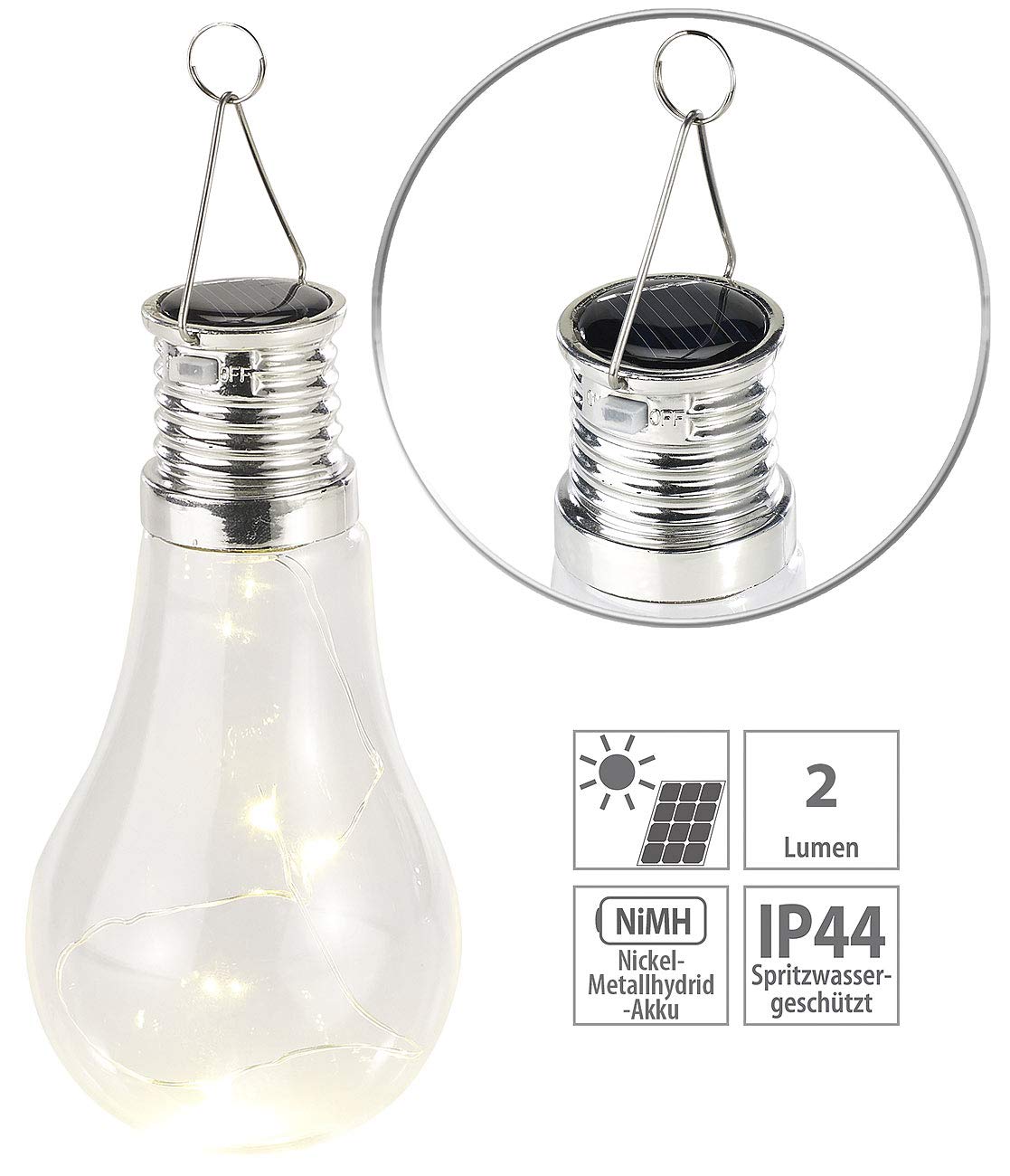 Lunartec Leuchtmittel Solar Birnen Außen Warmweiß 4er-Set