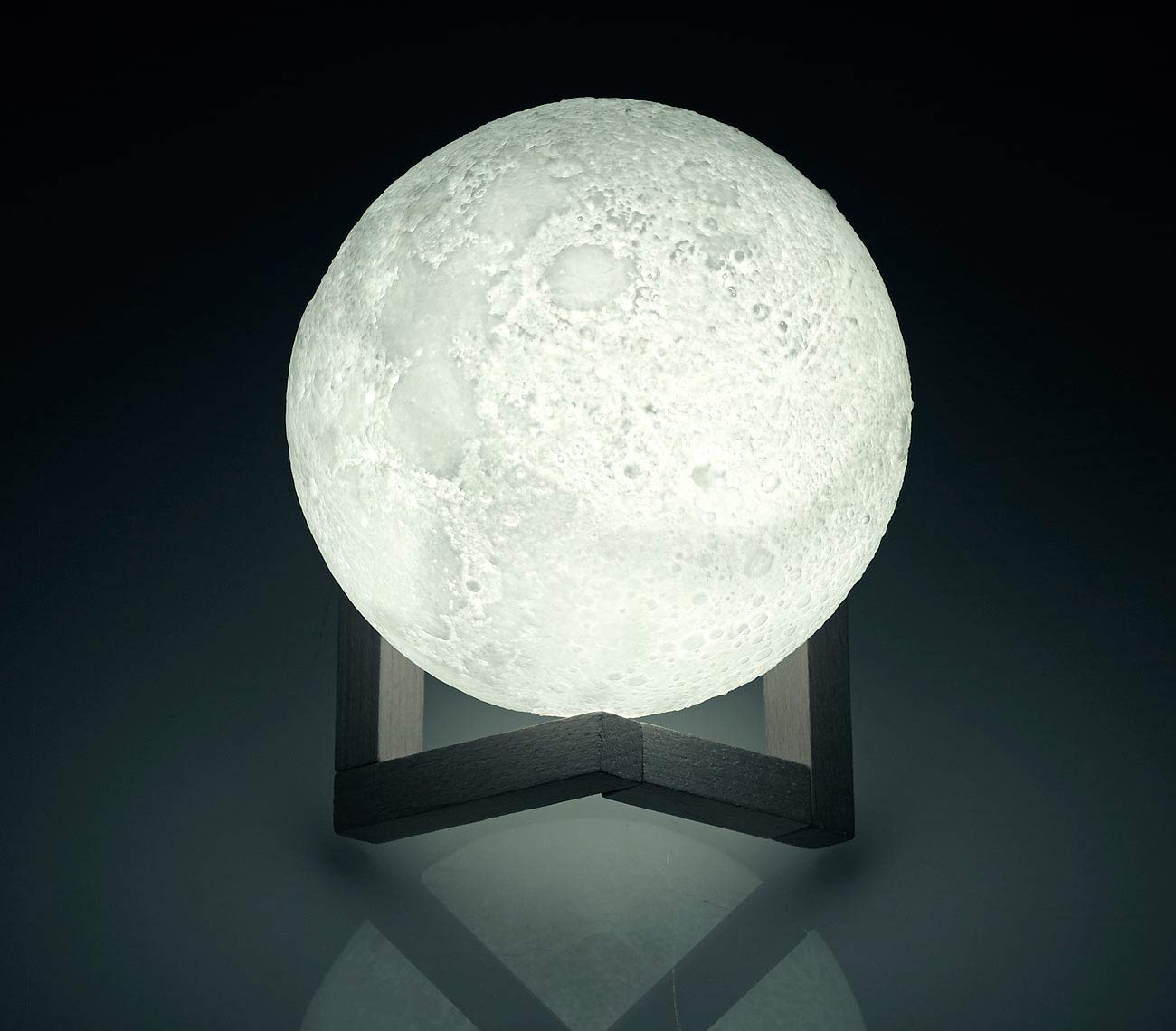 Lunartec Licht-Dekoration Mondlampe LED 15 cm 3 Farben Akku
