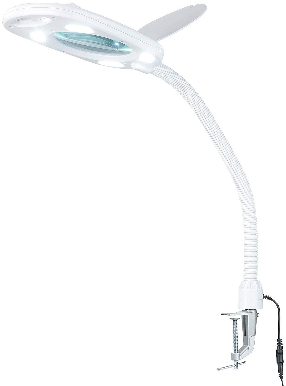 Lunartec LED-Uhren Glas-Lupenleuchte 5-fach 450 lm weiß